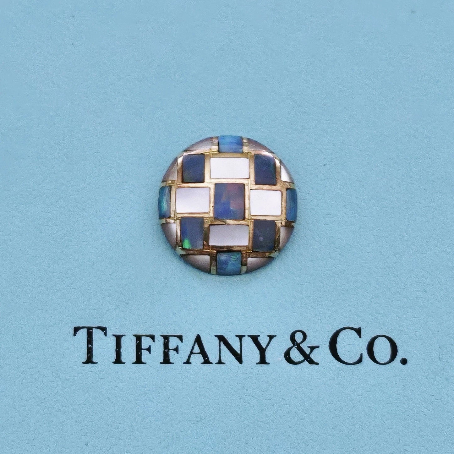 RARE Vintage Tiffany & Co. Weaving Pendant 18k Gold with MOP and Opal Inlay
