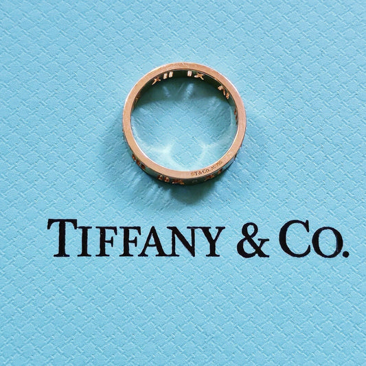 Tiffany & Co. Atlas Pierced 18k Rose Gold Diamond 3.5mm Ring Band