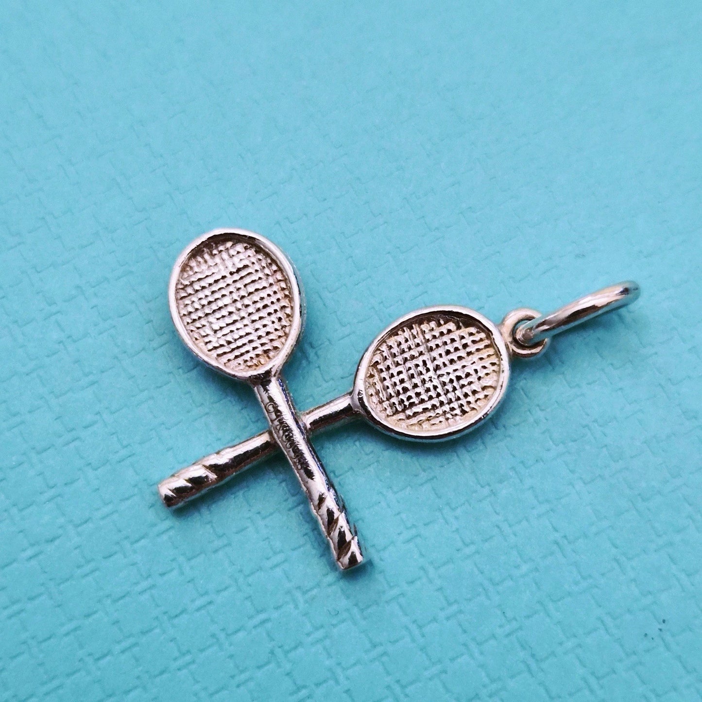 Retired Tiffany & Co Sterling Silver Tennis Racquet Racket Ball Charm Pendant