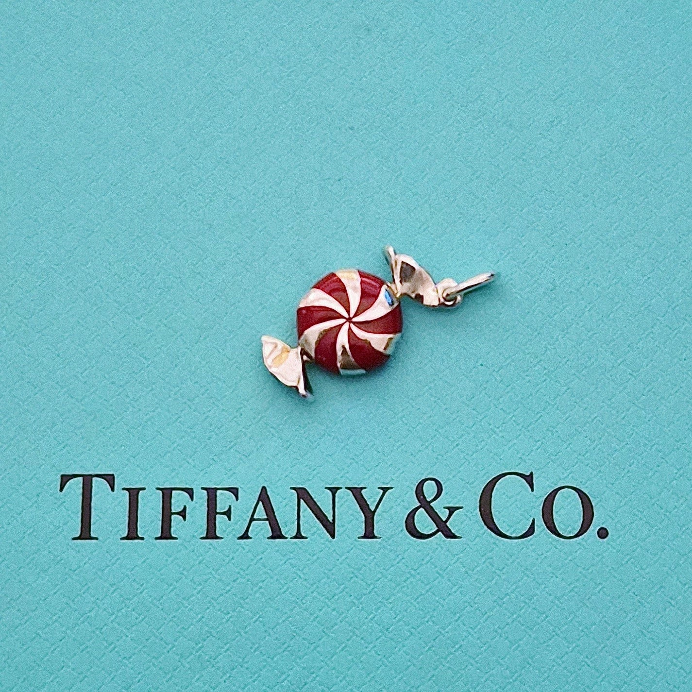 RARE Tiffany & Co. Red Enamel Bon Bon Candy Sterling Silver Charm Pendant