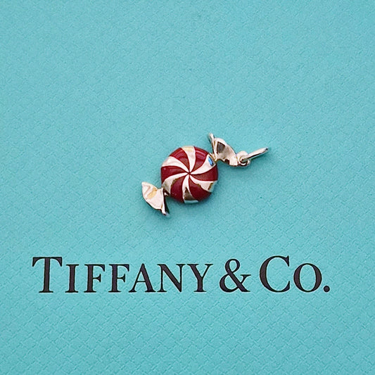 RARE Tiffany & Co. Red Enamel Bon Bon Candy Sterling Silver Charm Pendant