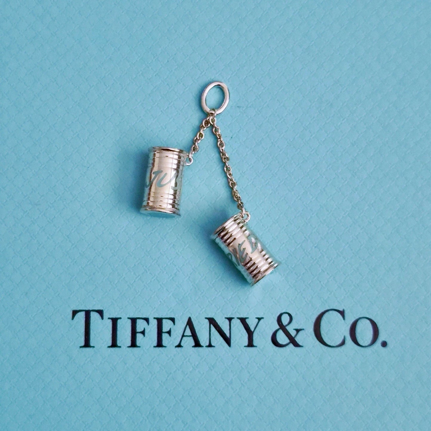 RARE Tiffany & Co. Blue Enamel “Just Married” Sterling Silver Charm Pendant