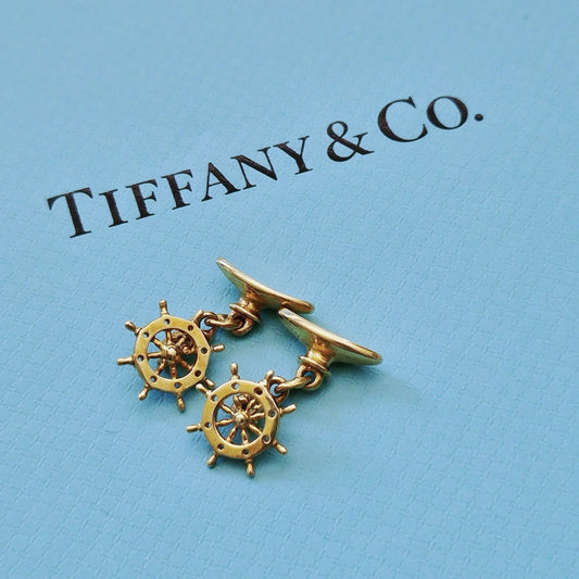 RARE Vintage Tiffany & Co. x Ralph Lauren 18k Yellow Gold Ship’s Wheel Cufflinks