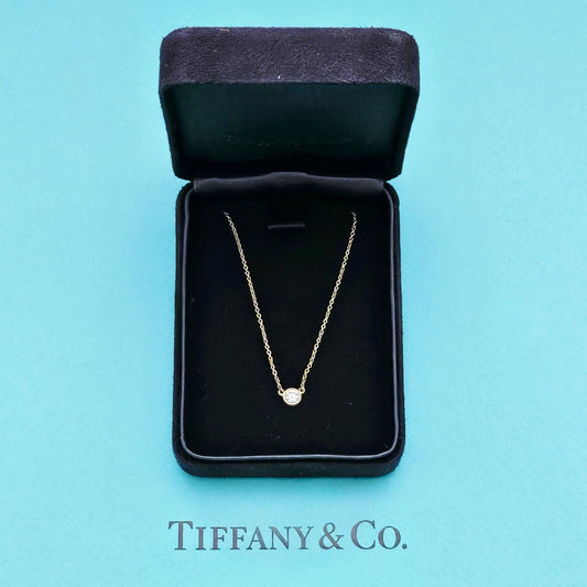 $2,180 Tiffany & Co. Elsa Peretti Diamond By The Yard .23 tcw 18k Gold Necklace