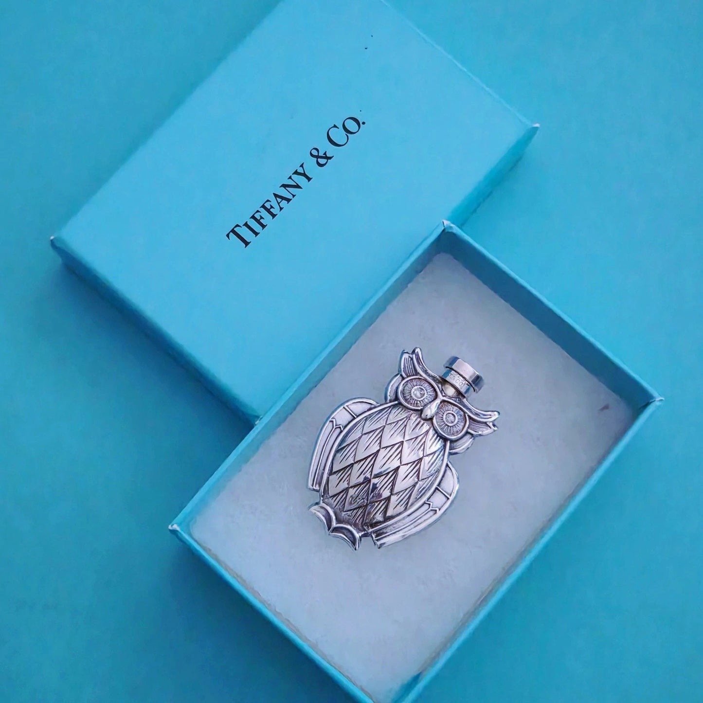 RARE Vintage Tiffany & Co. Sterling Silver Owl Perfume Bottle Decanter
