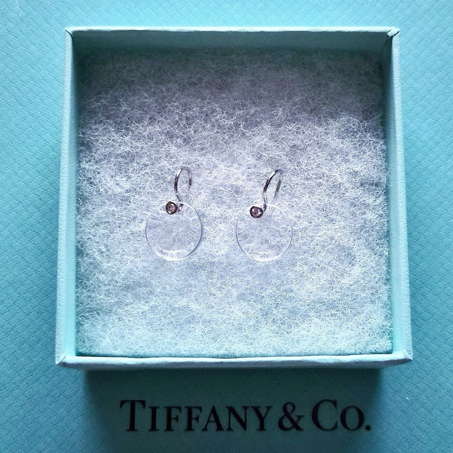 RARE Tiffany & Co. Elsa Peretti Platinum Diamond Rock Crystal Drop Earrings