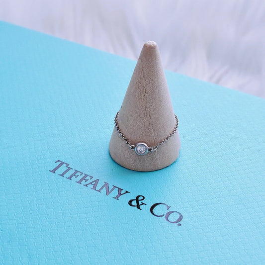 Tiffany & Co. Elsa Peretti Platinum Diamond BTY Ring Chain .07 Carats