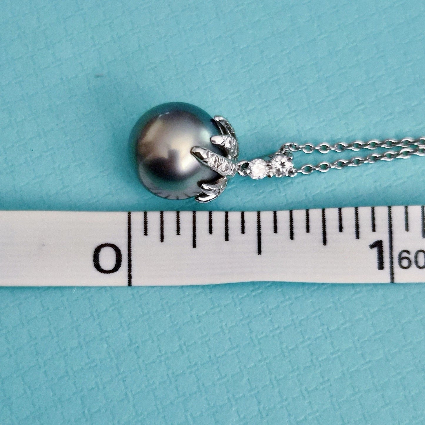 RARE Vintage Tiffany & Co. "Fireworks" Diamond Tahitian Pearl Platinum Necklace