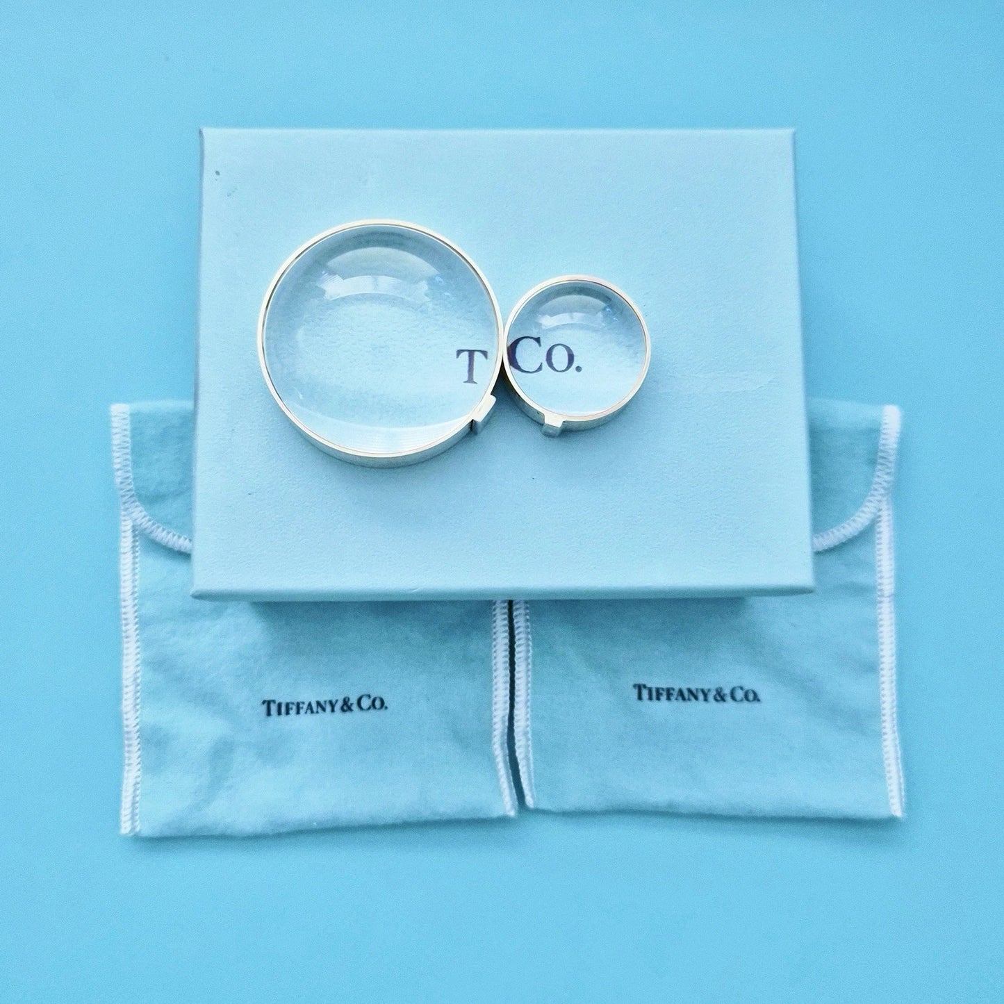 RARE Tiffany & Co. Everyday Objects Enamel Silver Magnifying Domed Paperweights