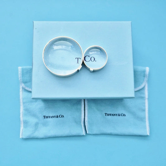 RARE Tiffany & Co. Everyday Objects Enamel Silver Magnifying Domed Paperweights
