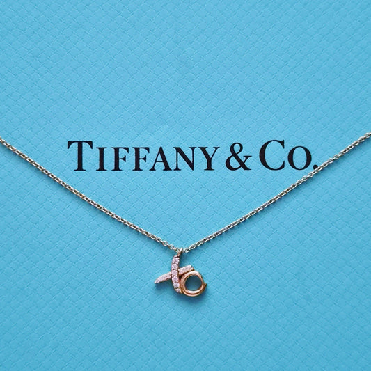 Tiffany & Co. Paloma Picasso Love & Kisses ‘XO’ 18k Diamond Pendant Necklace 16”