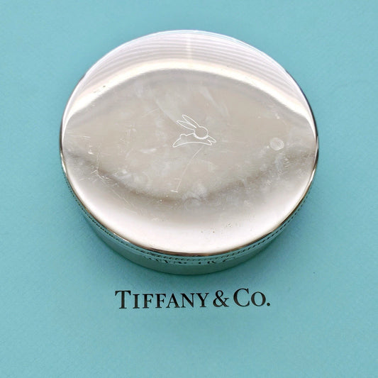 Vintage Tiffany & Co. Rabbit Engraved Silver Tone Handcrafted Pewter Jewelry Box