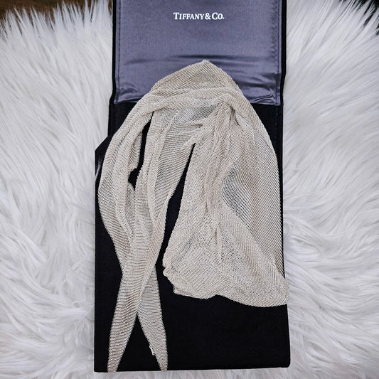 $6,000++ Tiffany & Co. Elsa Peretti Mesh Scarf Sterling Silver Necklace 41 inch