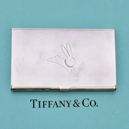 Vintage Tiffany & Co. Rabbit Business Card Case Silver Plated Card Holder