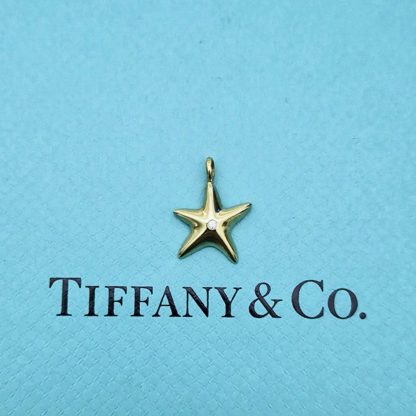 RARE Tiffany & Co. Starfish Diamond 18K Yellow Gold Charm Pendant