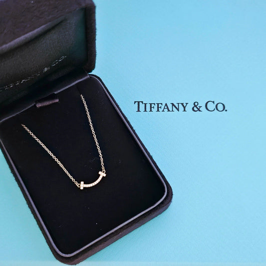 Tiffany & Co. Tiffany T Smile 18k Rose Gold Diamond 0.03 ctw Necklace