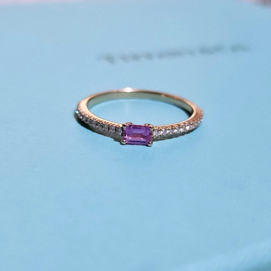 RARE Tiffany & Co. 18k Rose Gold Baguette Pink Sapphire Diamond Metro Novo Ring