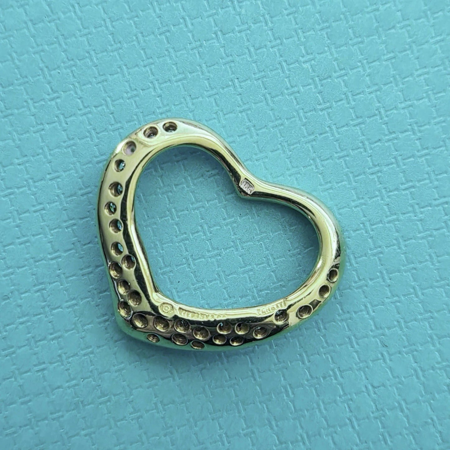 Tiffany & Co. Elsa Peretti 18K Gold Diamond Open Heart 29 Diamonds Pendant