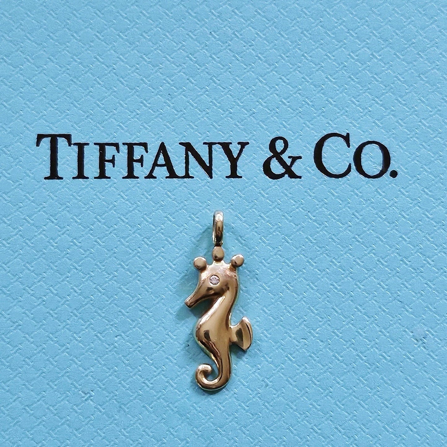 EXTREMELY RARE Tiffany & Co. 18k Yellow Gold Diamond Seahorse Charm Pendant