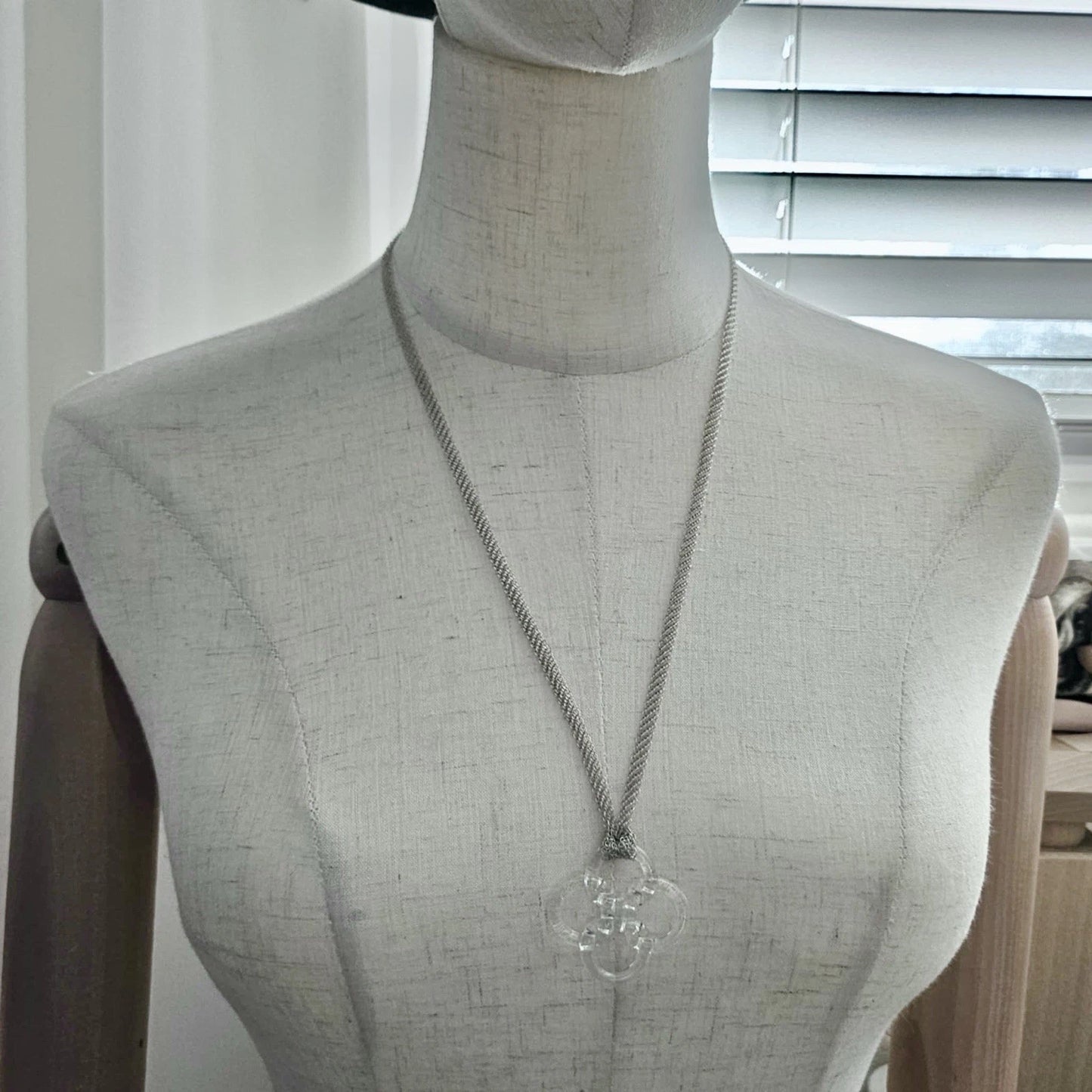 Vintage Tiffany & Co. Elsa Peretti Quadrifoglio Rock Crystal Pendant Necklace