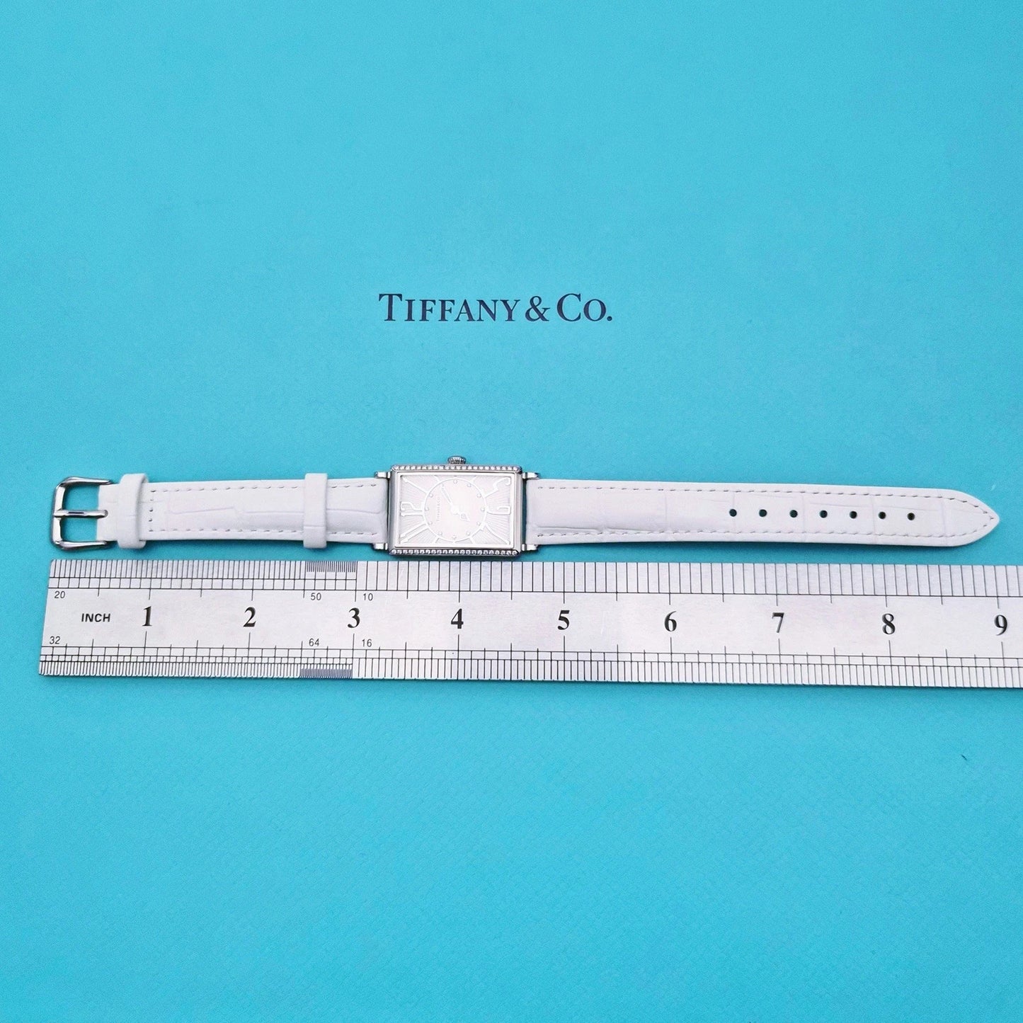 RARE Tiffany & Co. Gallery Diamond Dial Rectangle Tank Wrist Watch T3968