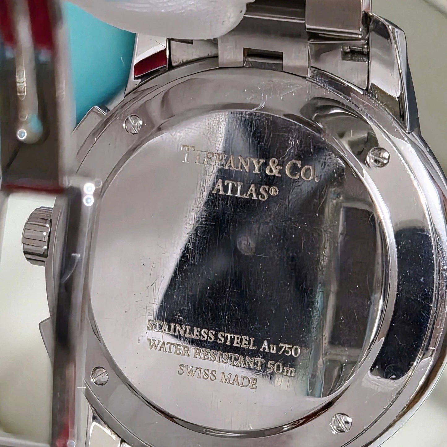 Tiffany & Co. Atlas Chronograph 18k White Gold Stainless Steel Men Watch 42mm