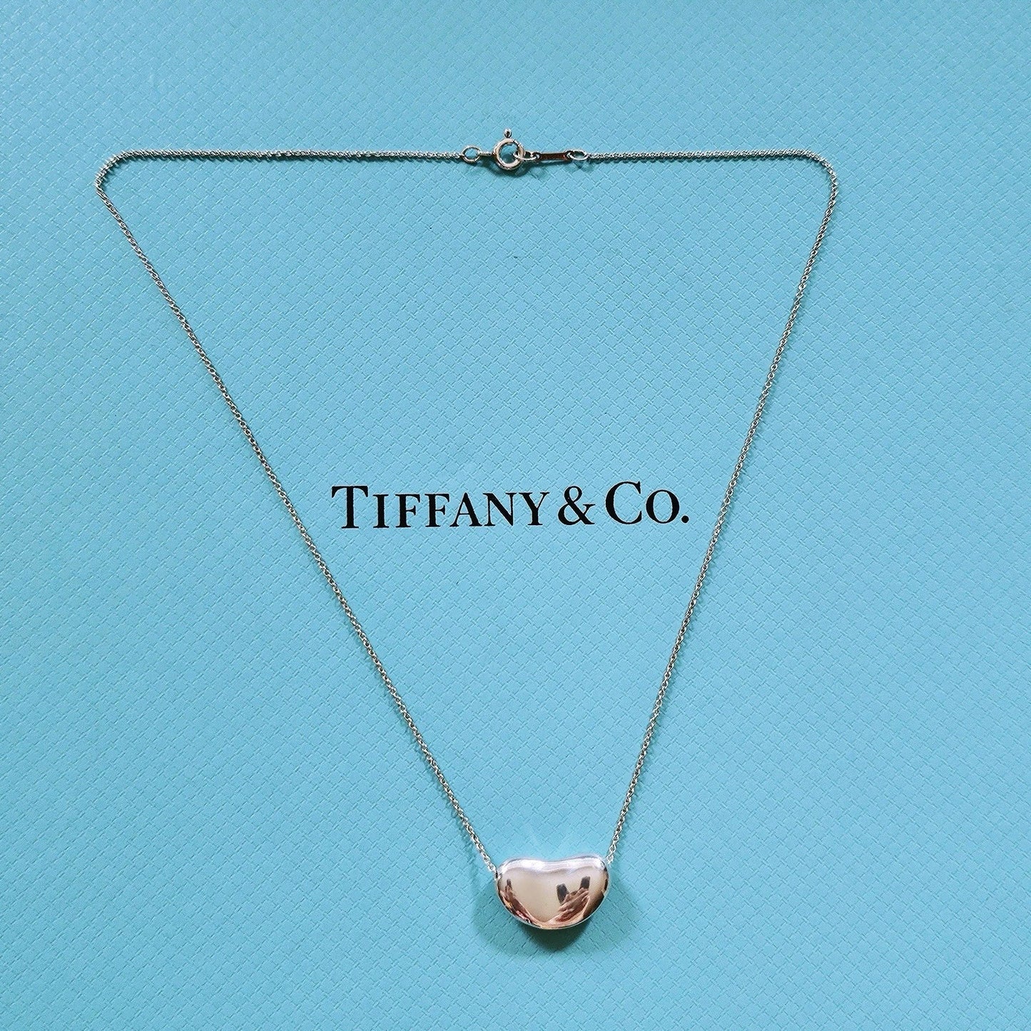 Vintage Tiffany & Co. Elsa Peretti Large 18mm Bean Silver Pendant Necklace 15”
