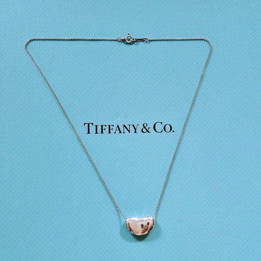Vintage Tiffany & Co. Elsa Peretti Large 18mm Bean Silver Pendant Necklace 15”