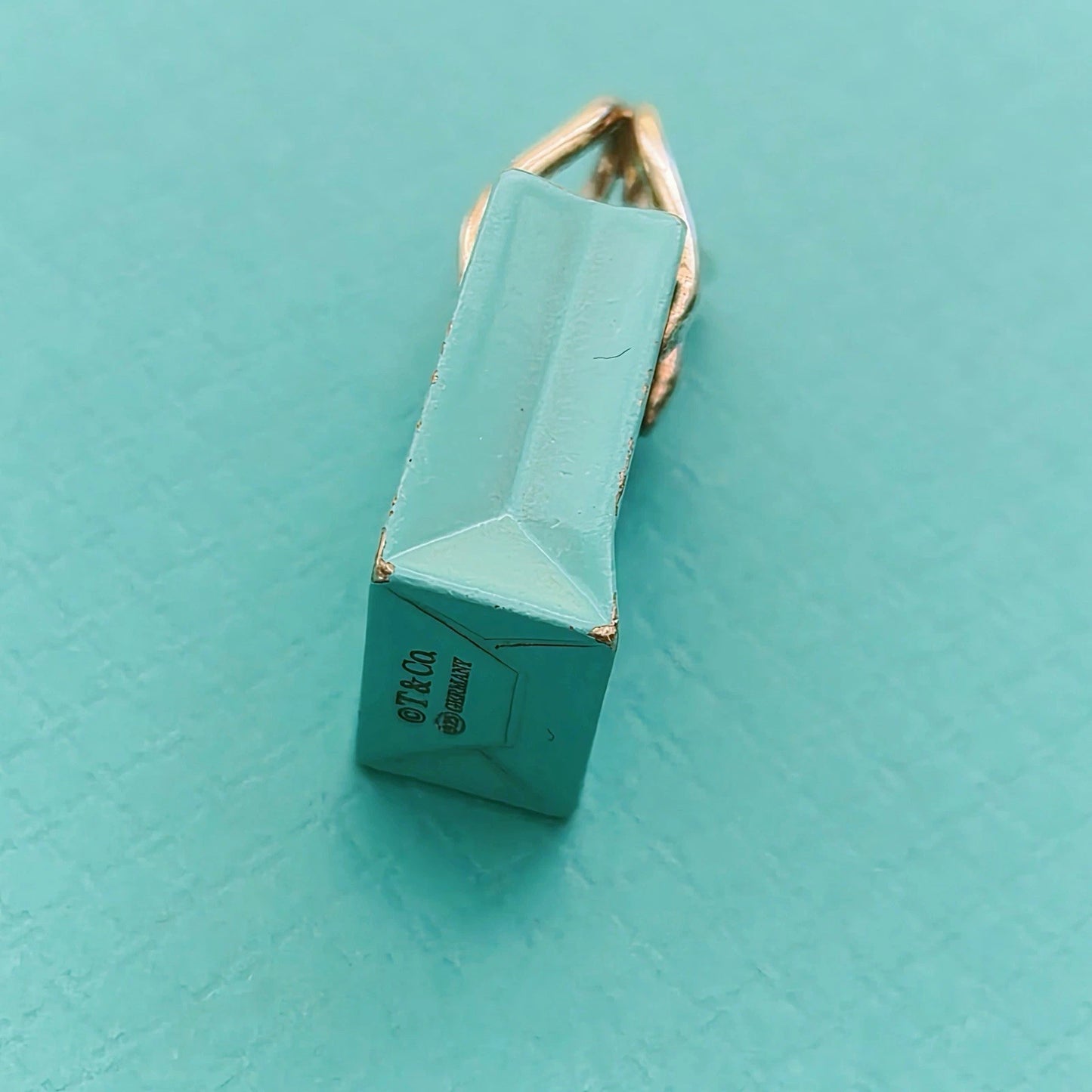 Tiffany & Co. Blue Enamel Sterling Silver Shopping Bag Charm Pendant