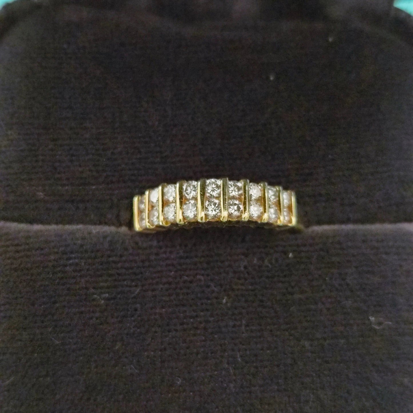 RARE Vintage Tiffany & Co. Diamond Half Circle 2 Rows 18k Yellow Gold Ring Band