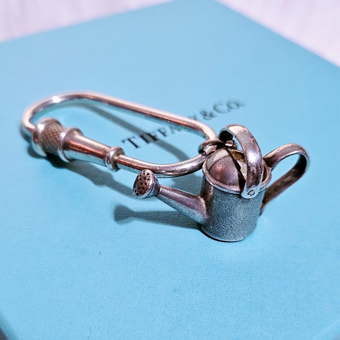Extremely RARE Vintage Tiffany & Co. Watering Can Silver Charm Key Ring Keychain