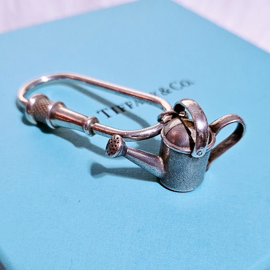 Extremely RARE Vintage Tiffany & Co. Watering Can Silver Charm Key Ring Keychain