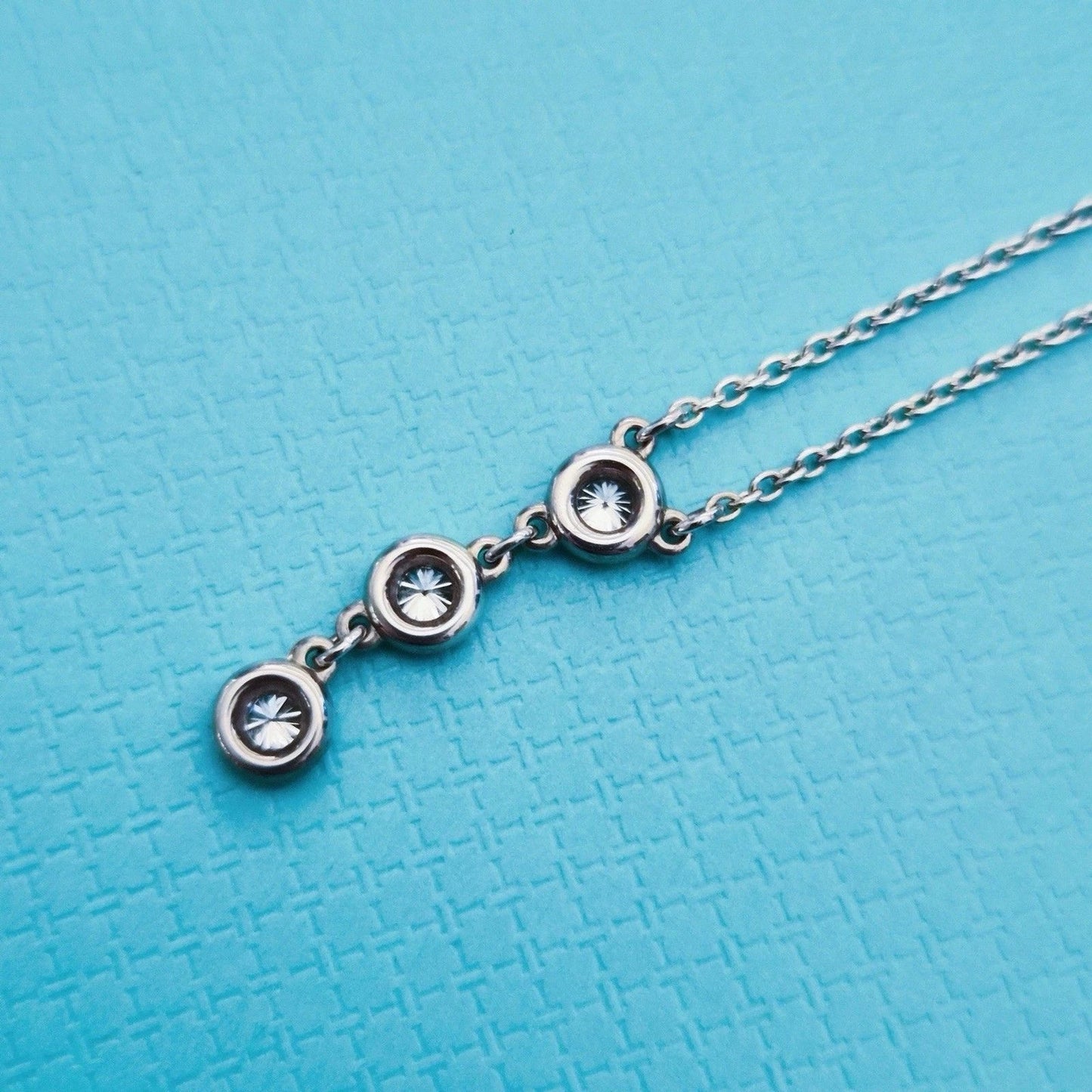 Tiffany & Co. Elsa Peretti 3 Diamonds by the Yard Drop Sterling Silver Necklace