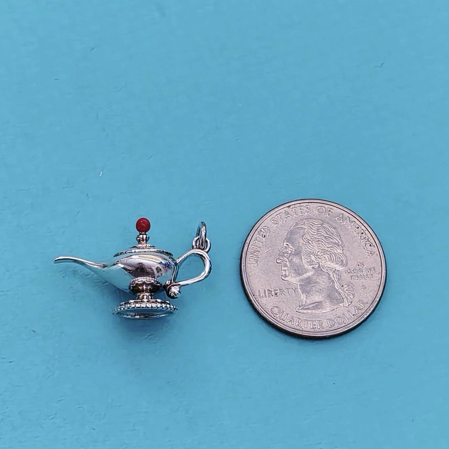RARE Tiffany & Co. Paloma Picasso Red Enamel Genie Lamp Silver Charm Pendant
