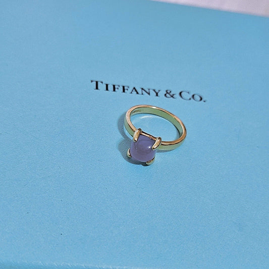 RARE Tiffany & Co. Sugar Stack 18k Gold Paloma Picasso Blue Chalcedony Ring