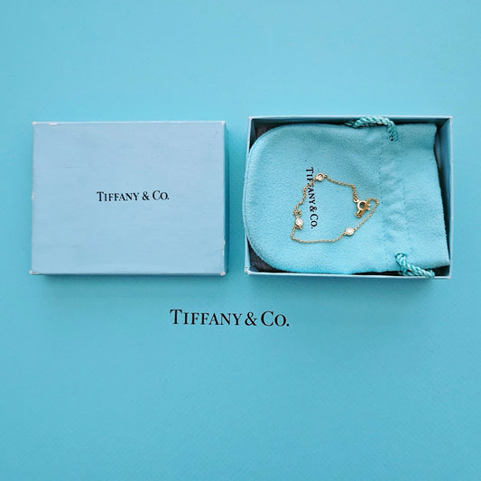 $3,400 Tiffany & Co. Elsa Peretti Diamond By The Yard 18k Yellow Gold Bracelet