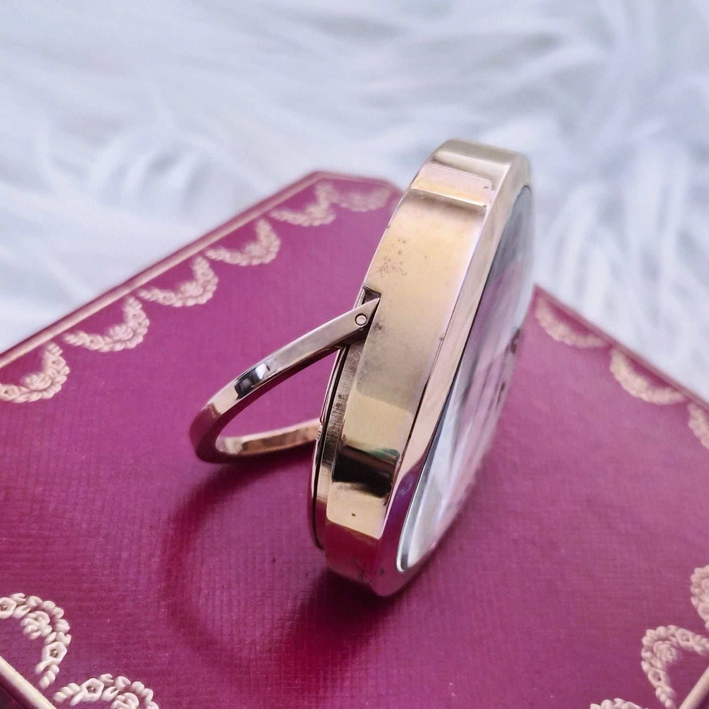 Vintage Cartier Baignoire Travel Desk Clock Swiss Made Rose Gold Tone w/ Box
