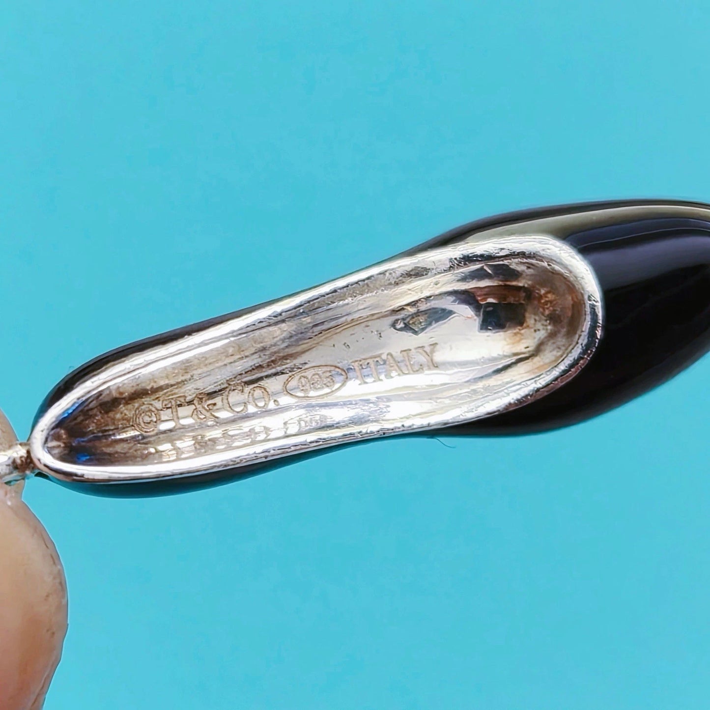 Tiffany & Co. Stiletto Black Blue Enamel High Heel Shoe Charm Pendant