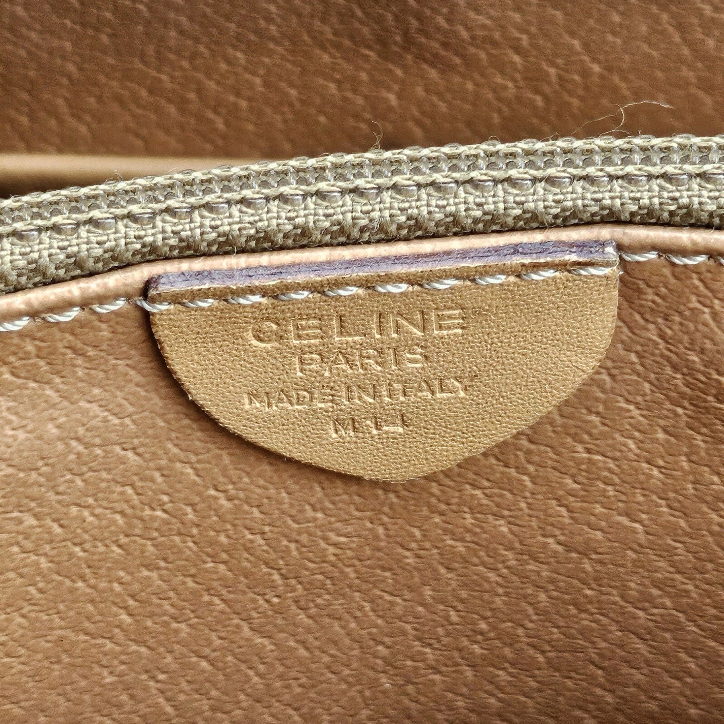 Vintage Celine Macadam Triomphe Pattern Logo Leather Coated Canvas Crossbody Bag
