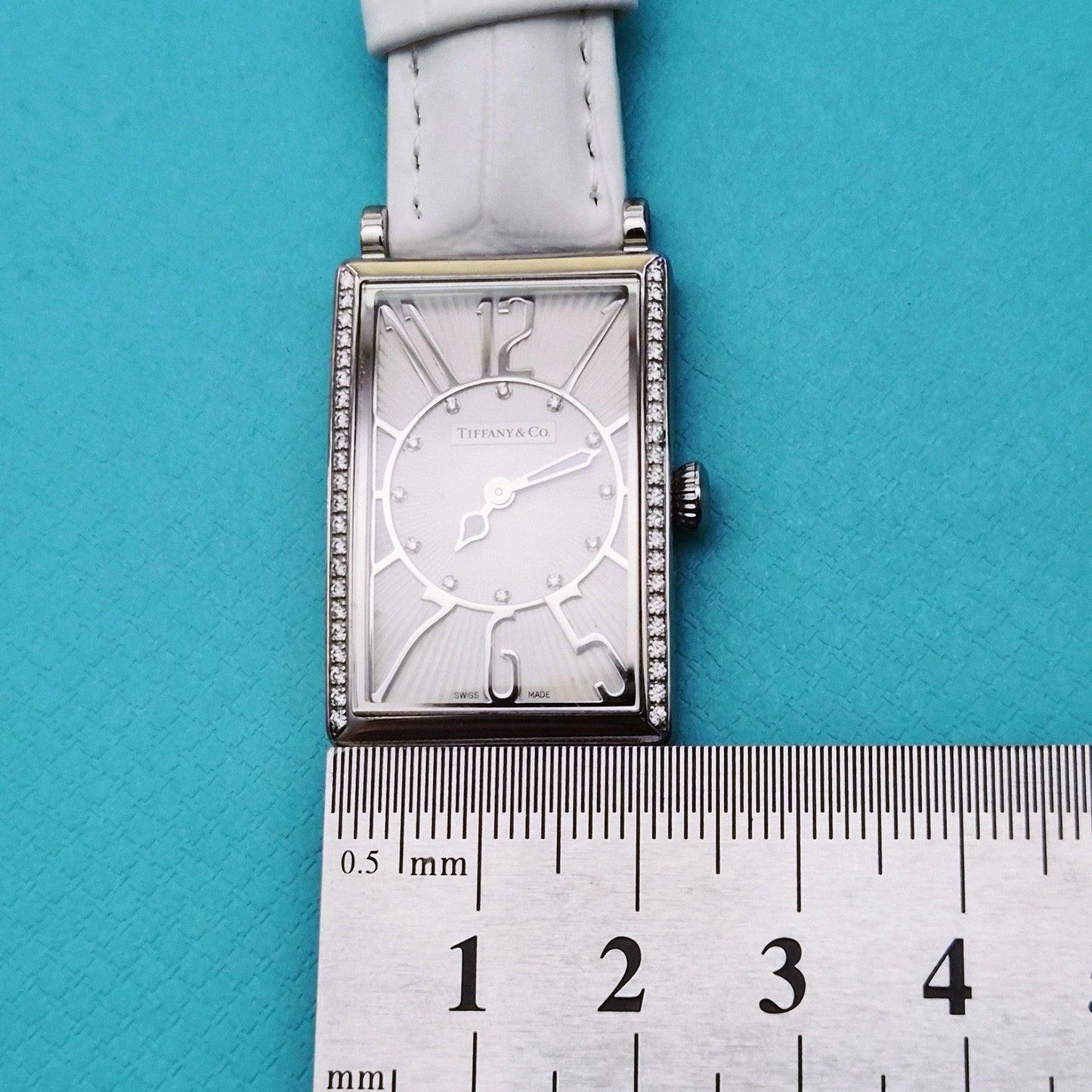 RARE Tiffany & Co. Gallery Diamond Dial Rectangle Tank Wrist Watch T3968