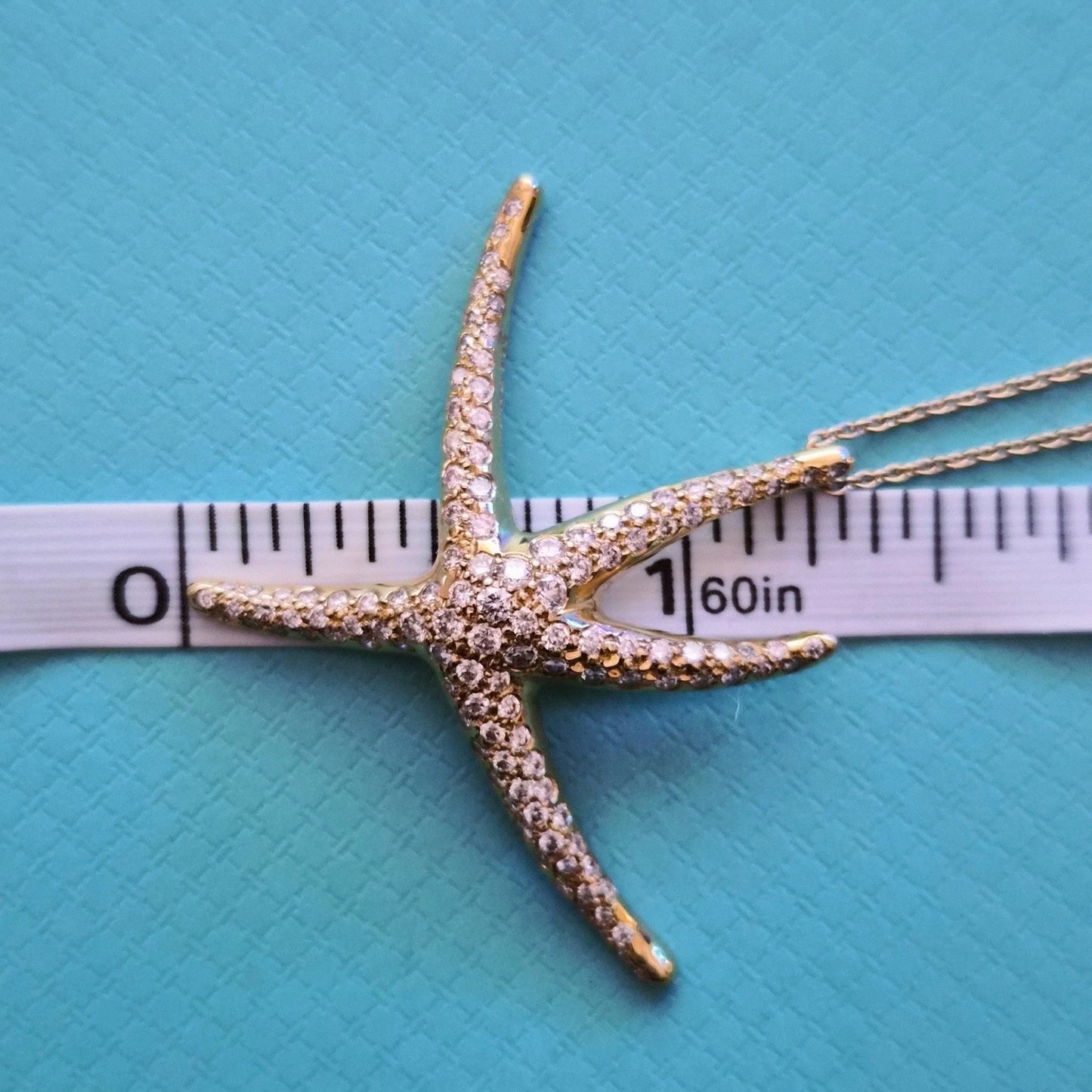 Vintage Tiffany & Co. Elsa Peretti 18k Pave Diamond Large Starfish Necklace