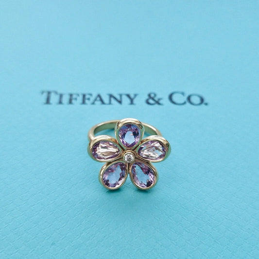 RARE Tiffany & Co. Amethyst Enchant Garden Flower Diamond Ring 18k Rose Gold