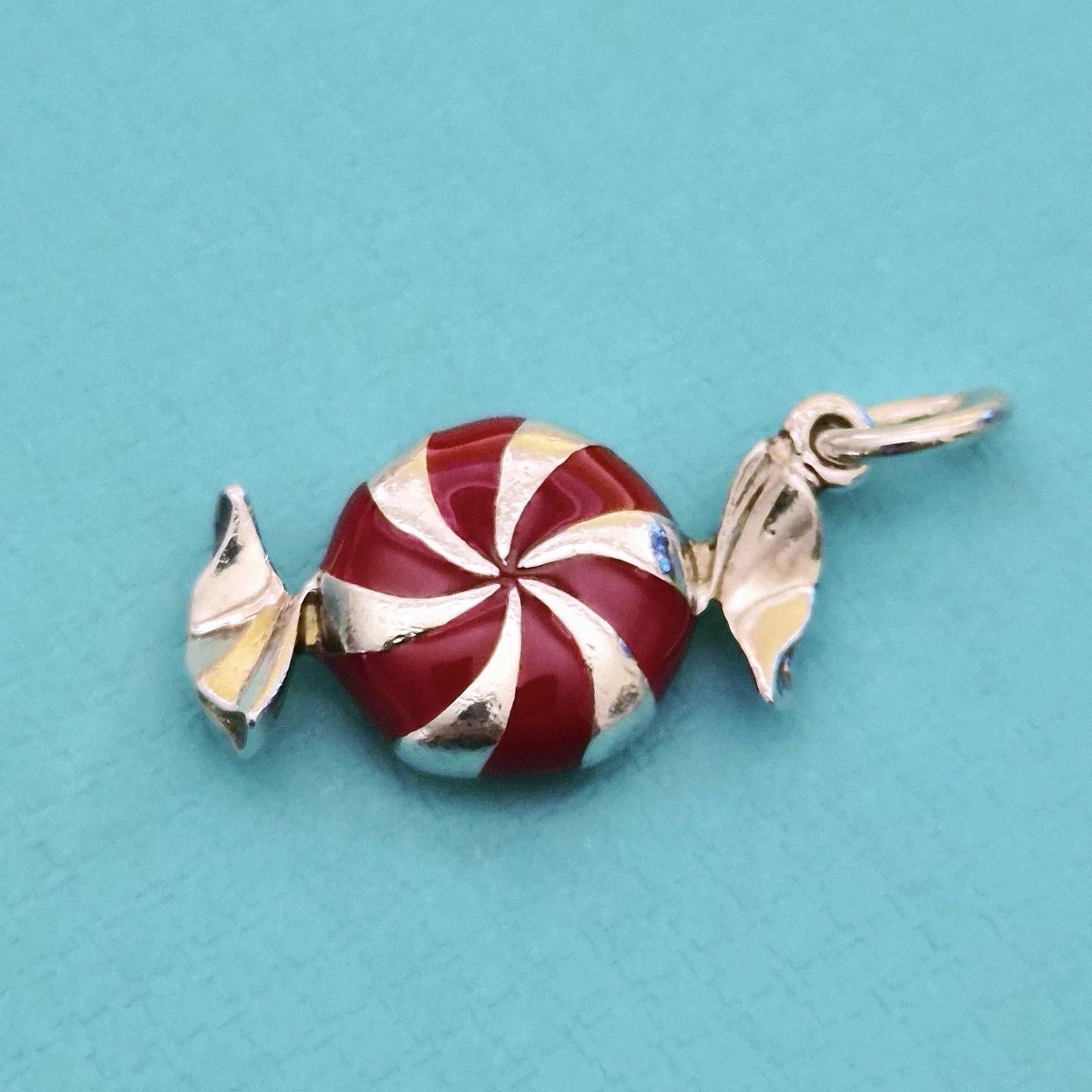 RARE Tiffany & Co. Red Enamel Bon Bon Candy Sterling Silver Charm Pendant