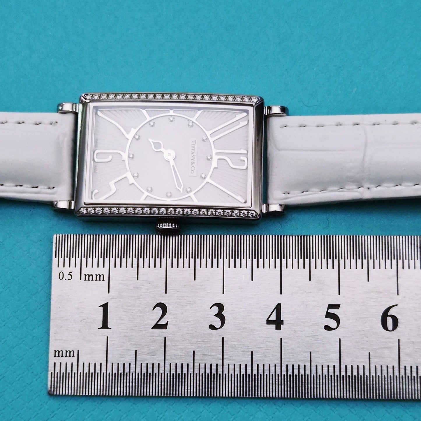 RARE Tiffany & Co. Gallery Diamond Dial Rectangle Tank Wrist Watch T3968