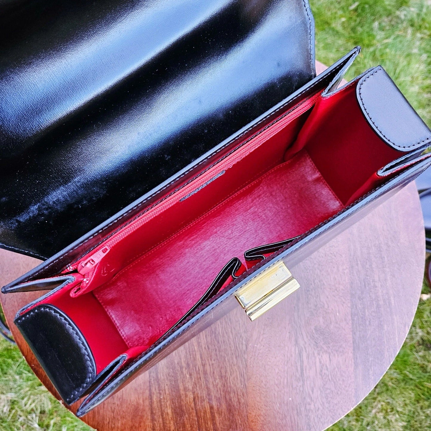 RARE Vintage CELINE Convertible Turnlock Top Handle Bag Leather Medium
