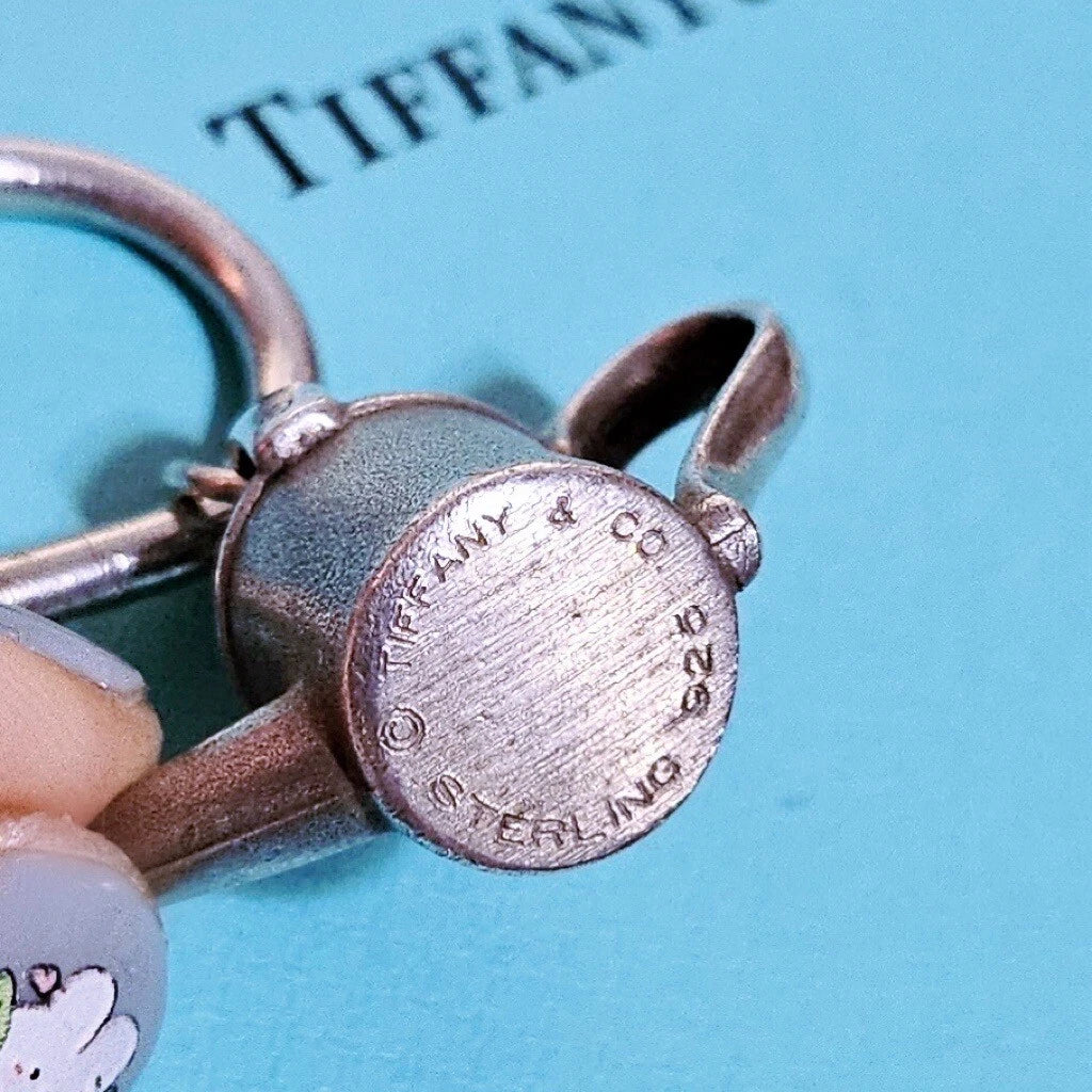 Extremely RARE Vintage Tiffany & Co. Watering Can Silver Charm Key Ring Keychain