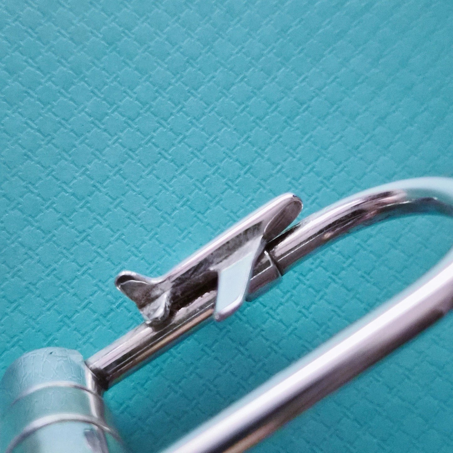 RARE Tiffany & Co. Sterling Silver Globe & Airplane Travel Lock Key Ring