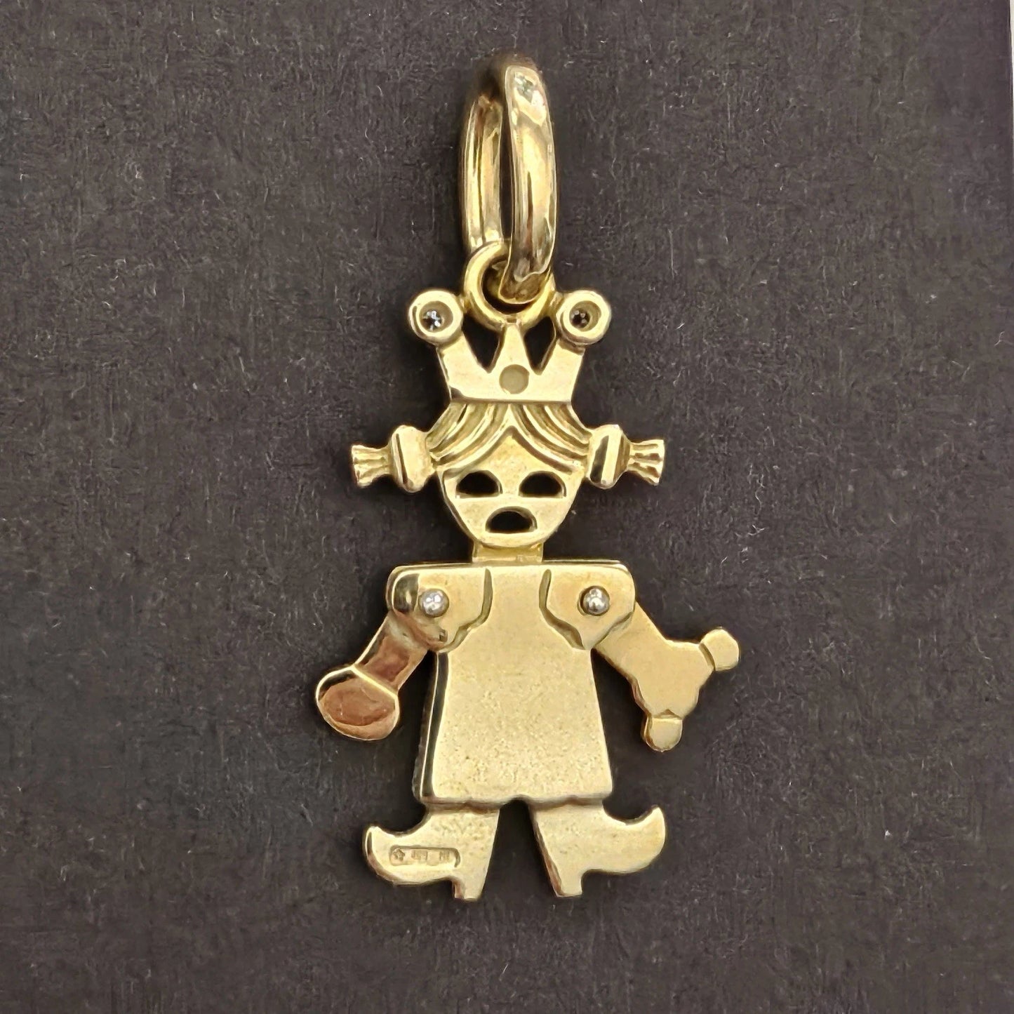 RARE Pomellato Jewelry Queen Diamond 18k Yellow Gold Charm Pendant Movable Arms