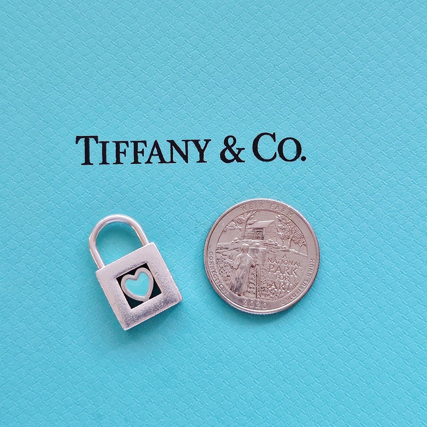 RARE Authentic Tiffany & Co Red Enamel Heart Lock Padlock Openable Charm