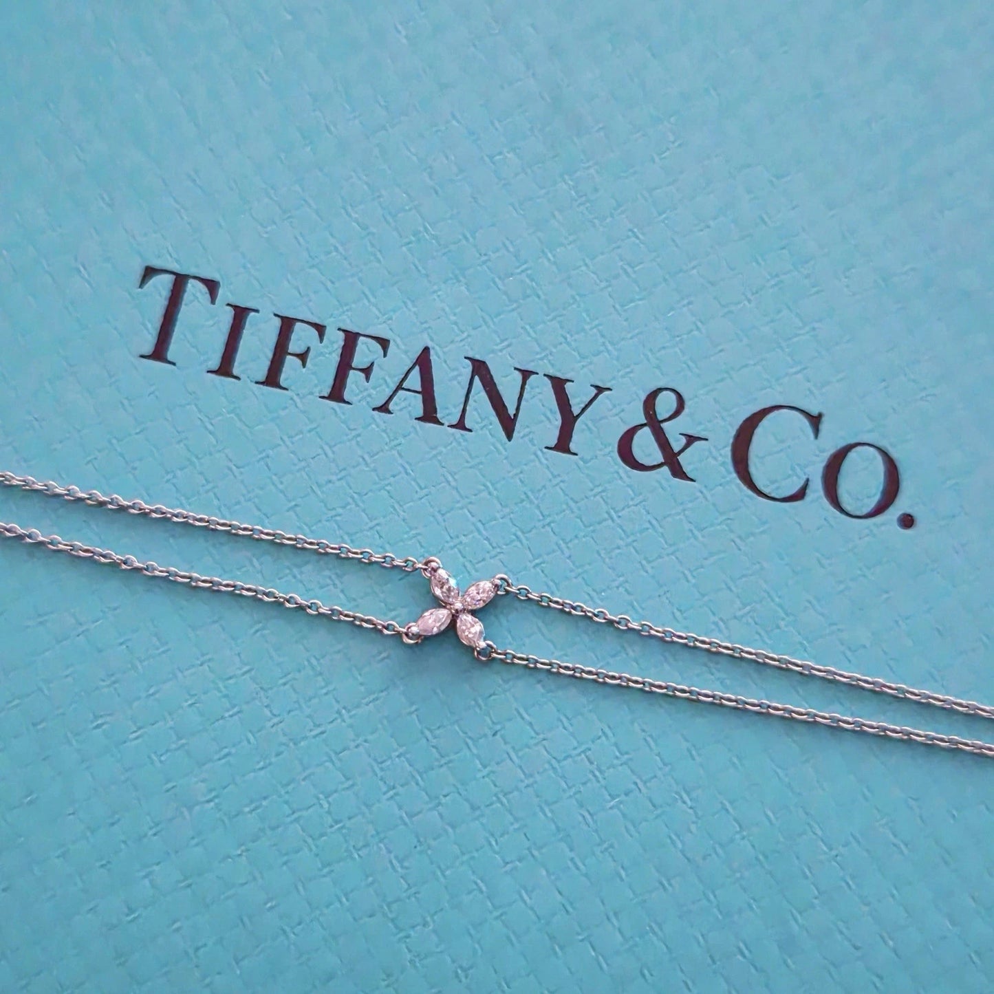 RARE Retired Tiffany & Co. Victoria Diamond Double Chain Platinum Bracelet Small